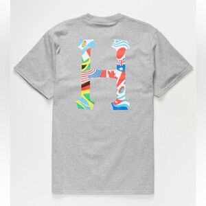 HUF Worldwide Gray Flags Tee small